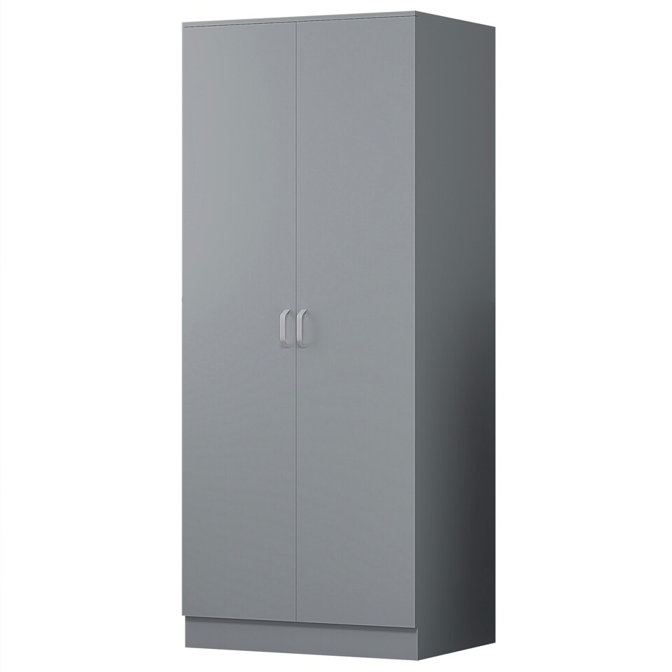 image 1 of FWStyle Tunis 3 Piece Bedroom Furniture Set - Matt Grey - Wardrobe + Chest + Bedside