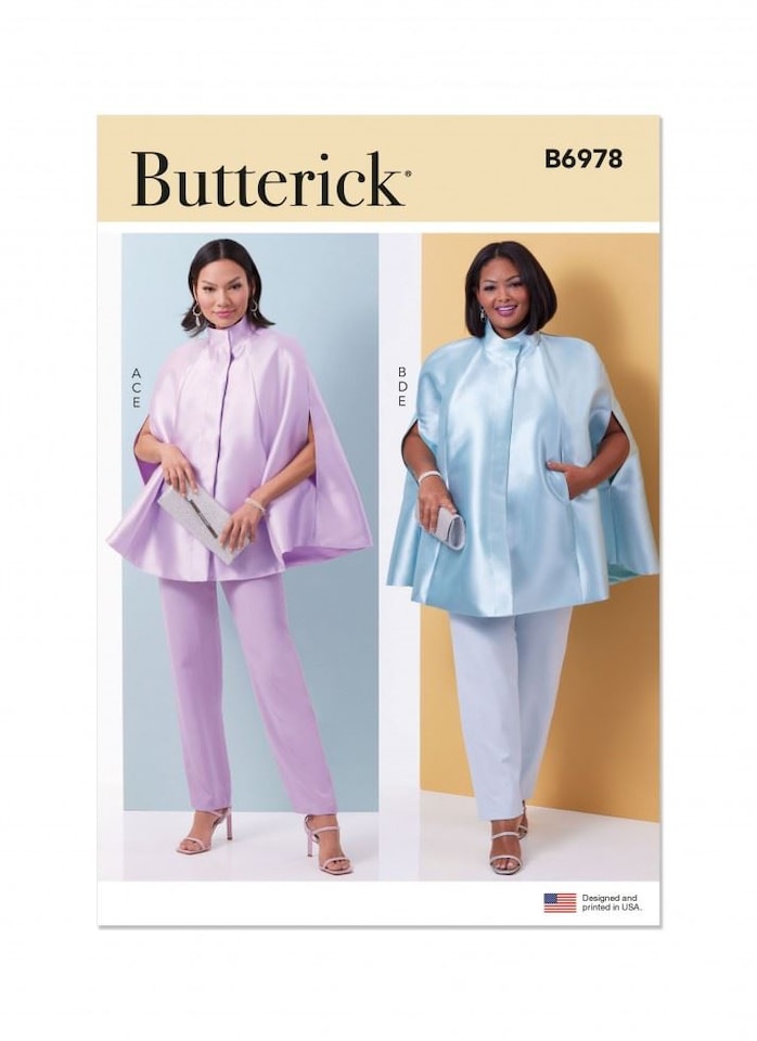 Butterick 6978 Paper Sewing Pattern – Women’s Capes, Tops & Trousers, UK Sizes Aa (10–12–14–16–18), Easy