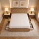 image 3 of Chesterfield 3ft single mink plush divan bed set headboard and footboard storage 2 Drawers Right Side Laying in Bed