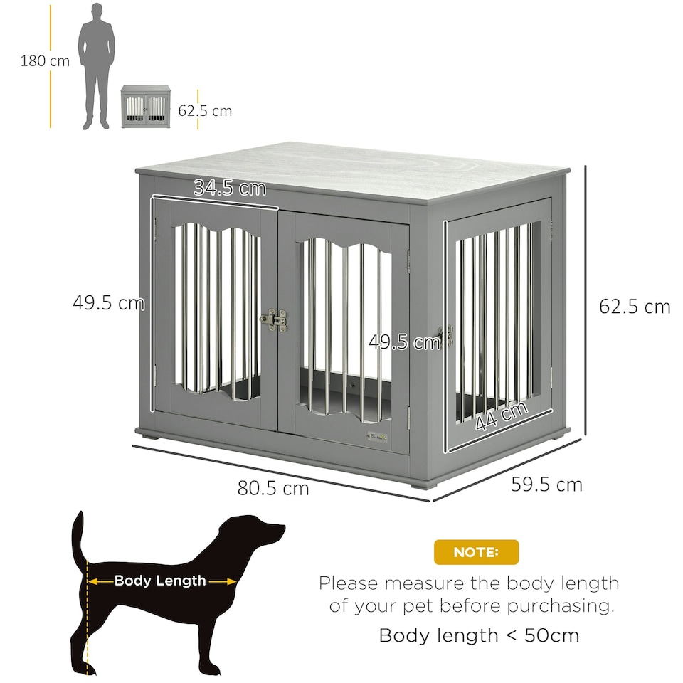 image 1 of PawHut Dog Crate End Table w/ Locks and Latches, for Medium Dogs