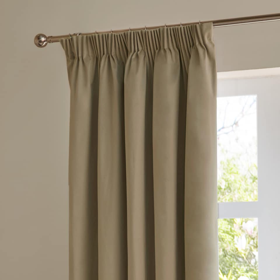 image 1 of furn. The Ultimate Velvet Room Darkening Pencil Pleat Curtain Pair, Mocha, (W)229x (D)183cm | Brown | Mocha | One Size
