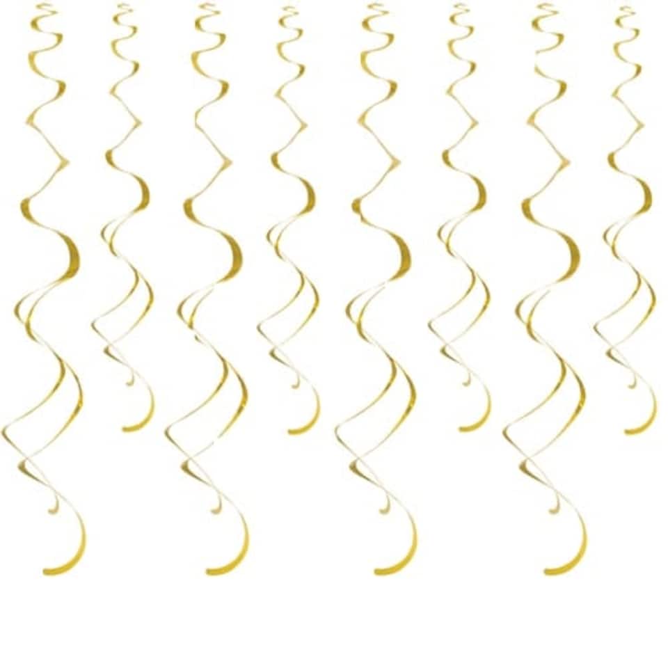 Metallic Gold Swirl Hanging Decorations - Pack of 8