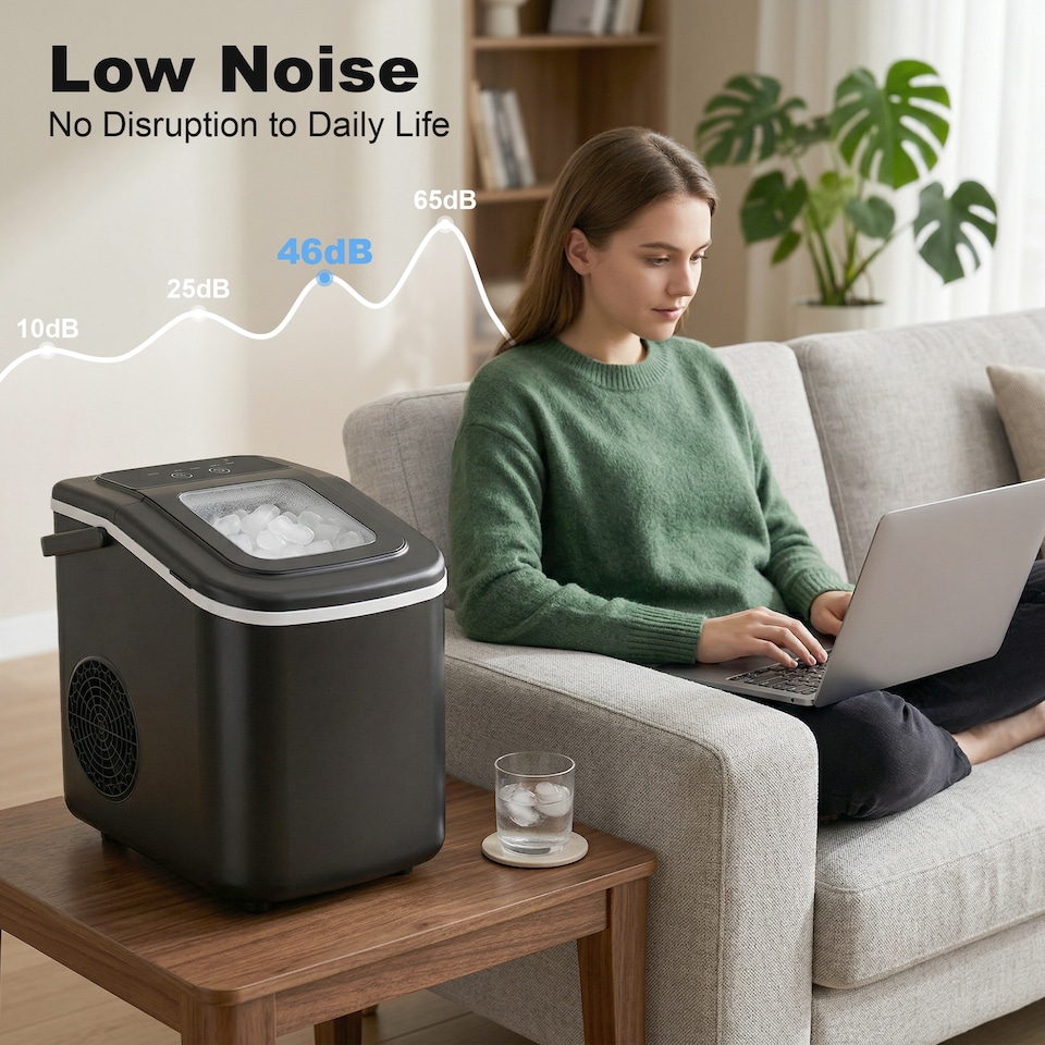 image 1 of HOMCOM Countertop Ice Maker Machine Self-Cleaning 2 Sizes Black