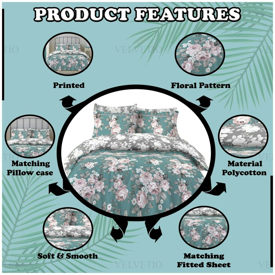 image 1 of VELVETIO Wilson Complete Duvet Cover Set with Fitted Sheet Breathable Bedding Quilt