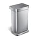 image 1 of Simplehuman 45L Rectangular Kitchen Pedal Bin with Liner Pocket, Brushed Stainless Steel with Grey Plastic Lid
