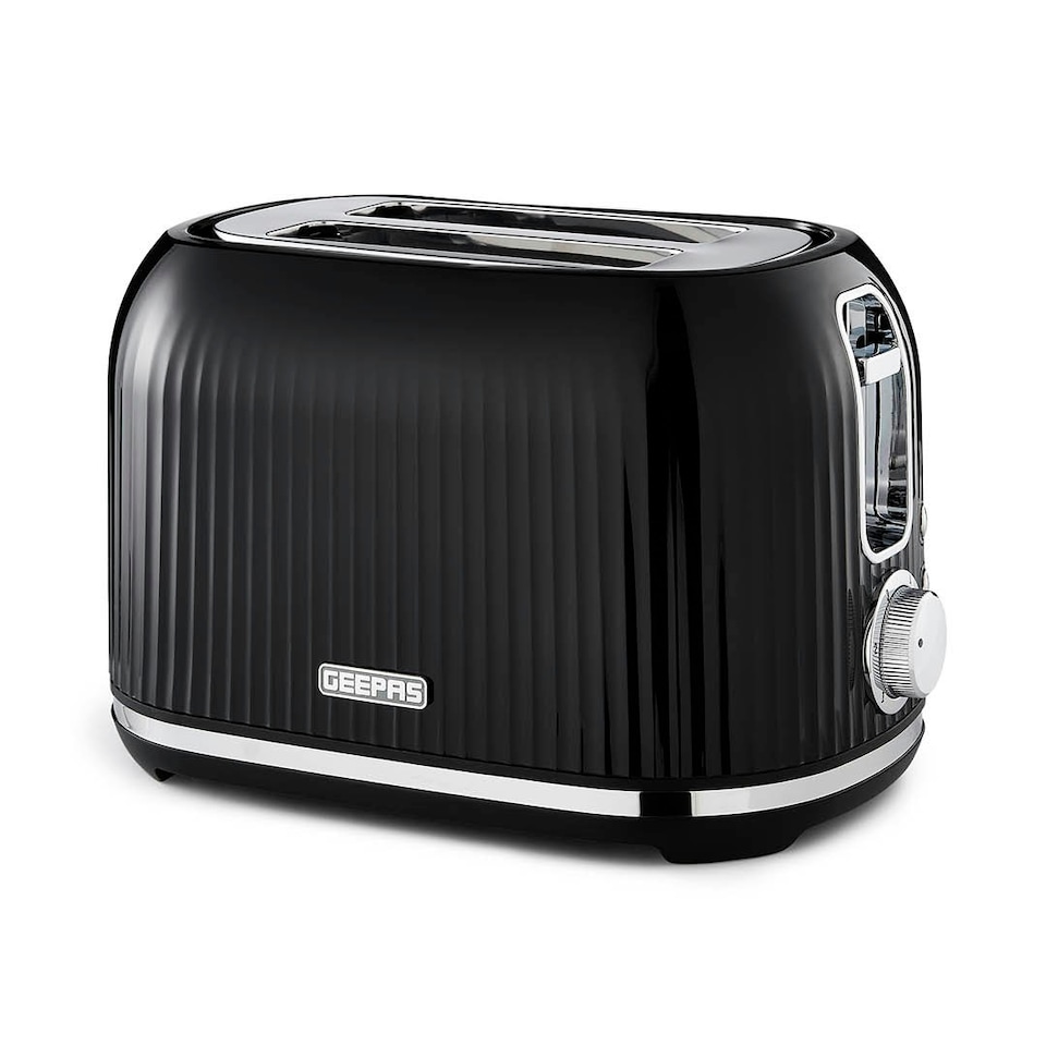image 1 of GEEPAS 2 Slice Toaster |1000W Black Fluted | Black