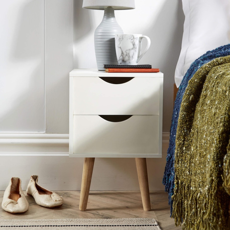 image 1 of Bedside Table Nightstand Compact Design 2 Drawers