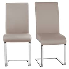 Yaheetech  Set of 2 Dining Chairs Faux Leather Chairs with Metal Legs Brown | Light Brown
