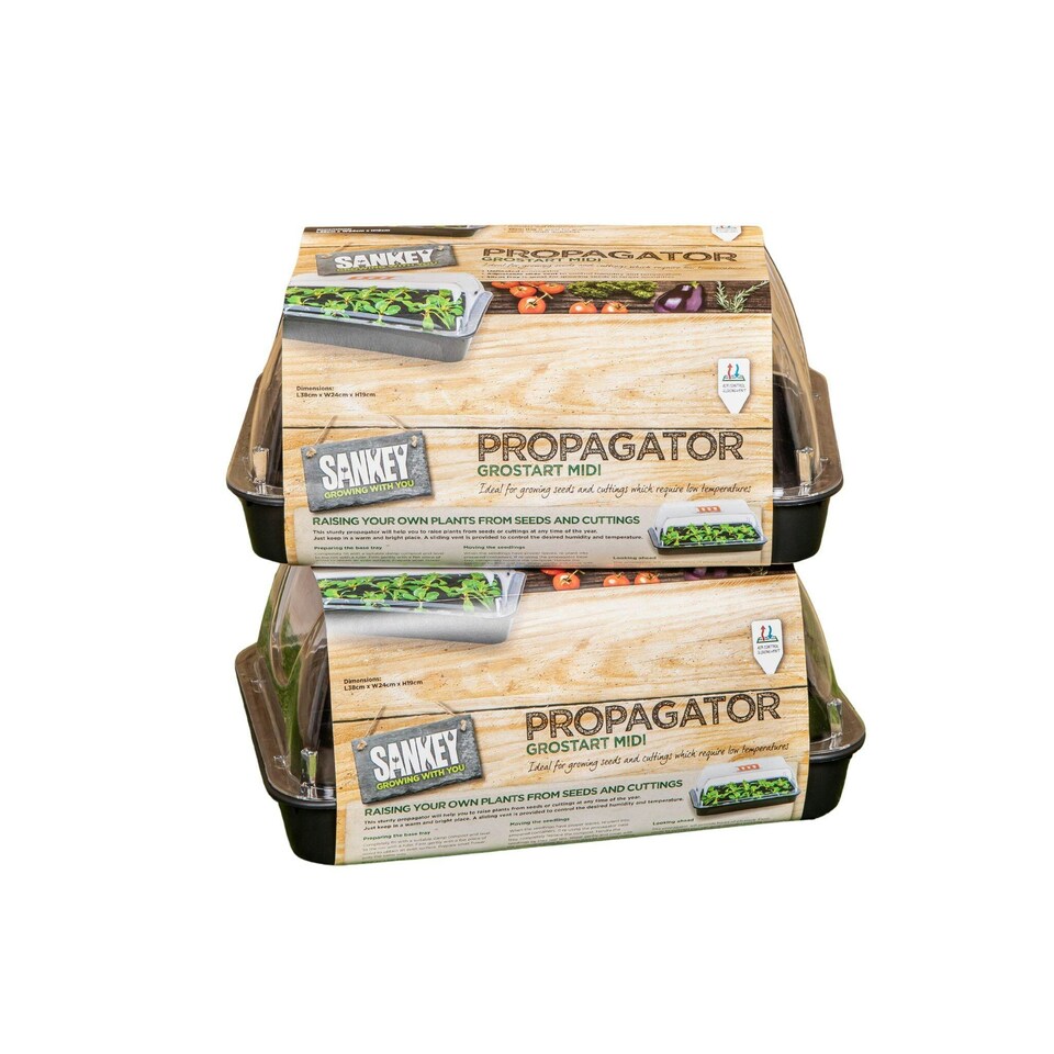 image 1 of 2 x 38cm Unheated Seed Starter Trays Grostart Midi Propagators Indoor Seedling Planters