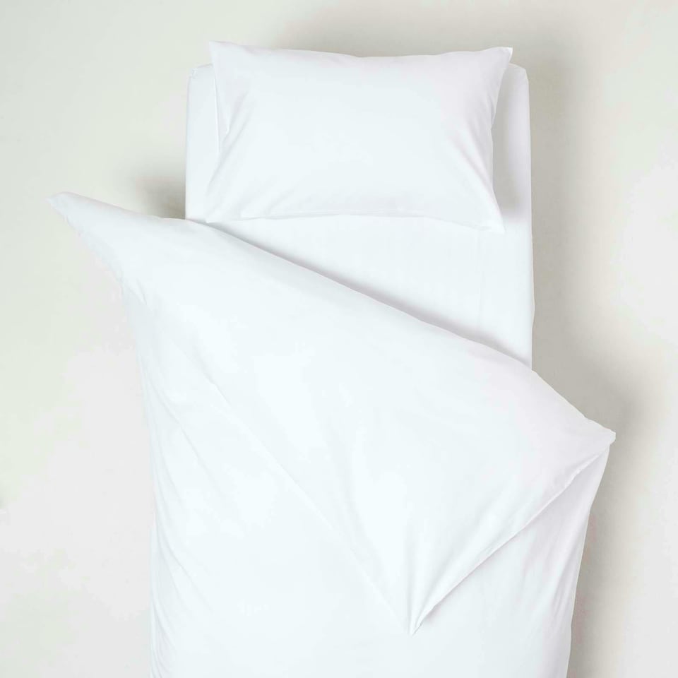 image 1 of Homescapes White Cotton Cot Bed Duvet Cover Set - 200 Thread Count