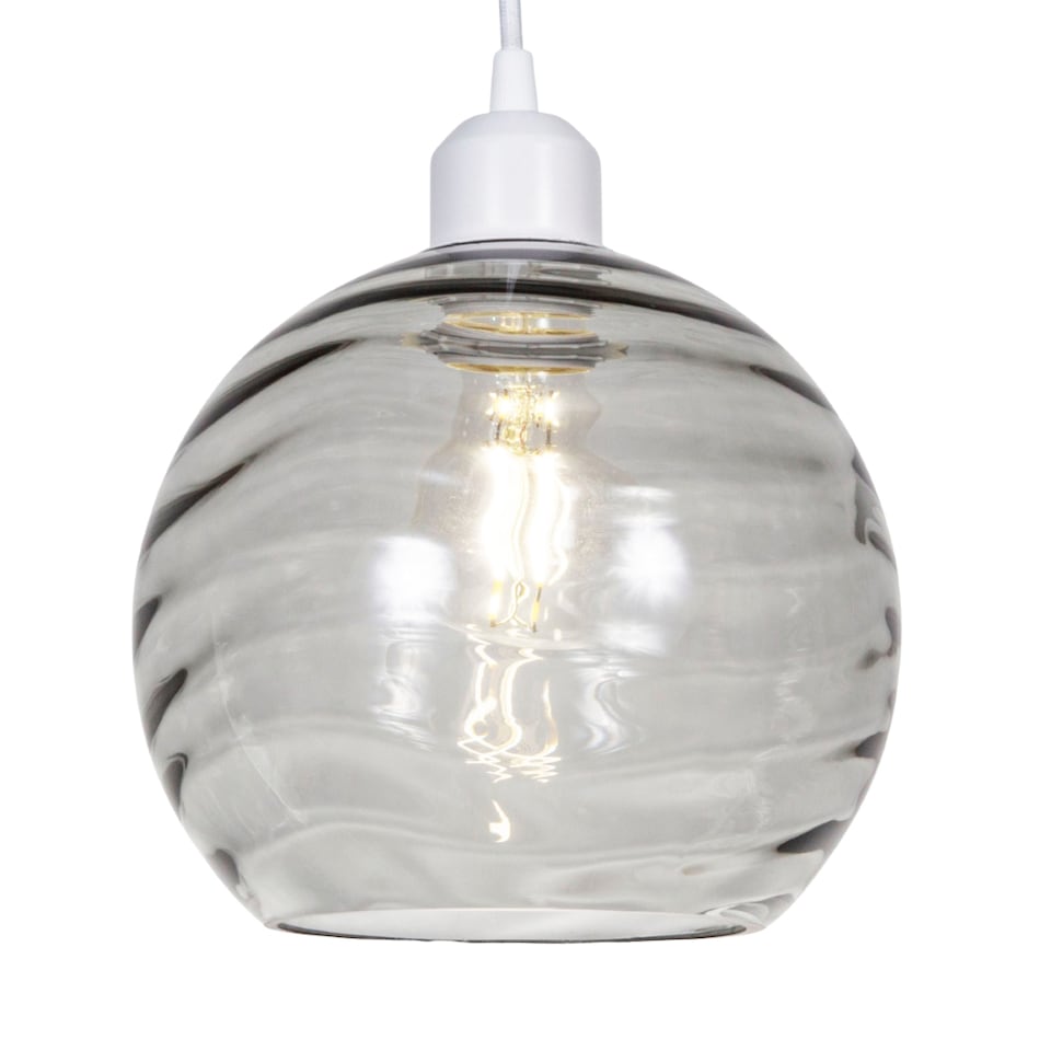 image 1 of Modern Designer Smoked Circular Ribbed Glass Non Electric Pendant Lamp Shade | Grey