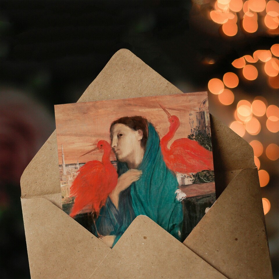 image 1 of Edgar Degas Art Card Young Woman with Ibis Birds