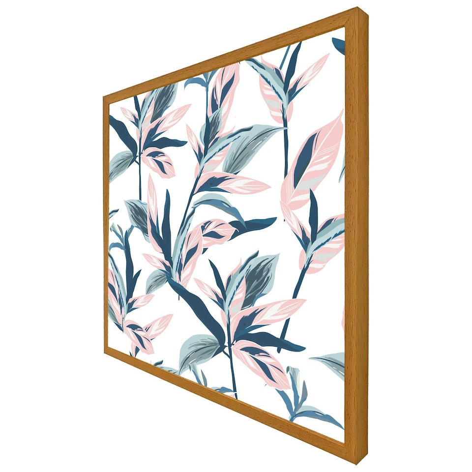 image 1 of Winter pink & blue flowers (Picture Frame) Black | S