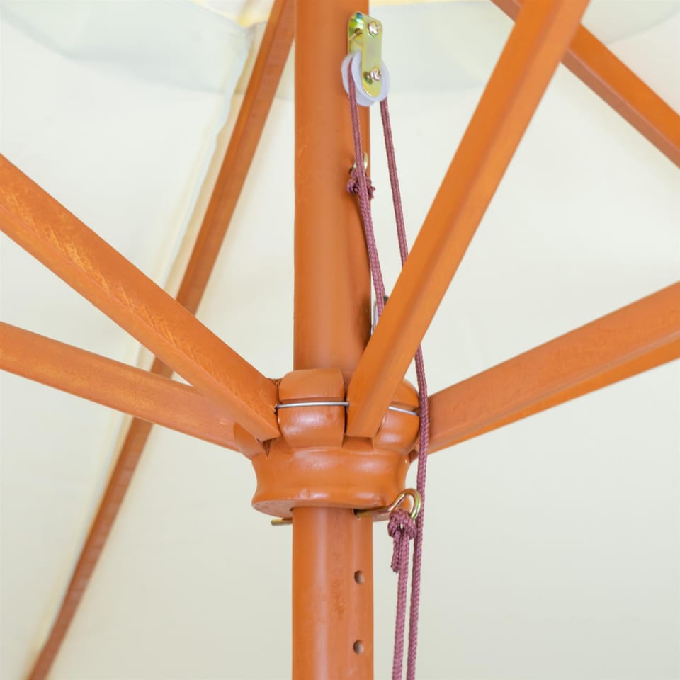 image 1 of Harbour Housewares Wooden Garden Parasol & Base Set - 2.7m - Natural