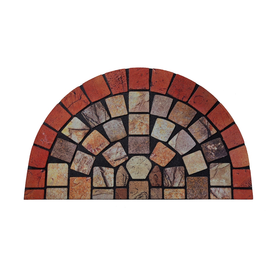 image 1 of Nicoman Rubber Elegant Red Tile Halfmoon Doormat - 75x44cm
