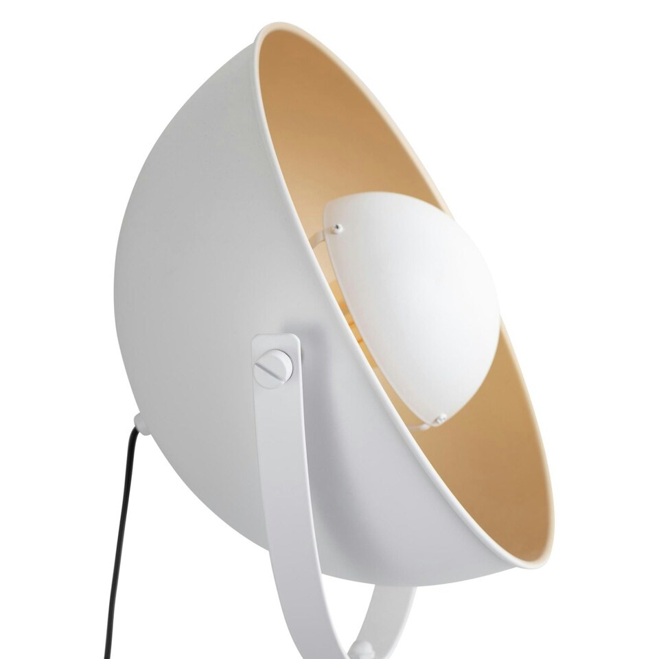 image 1 of Pair of Retro White Tripod Table Lamps White | Gold