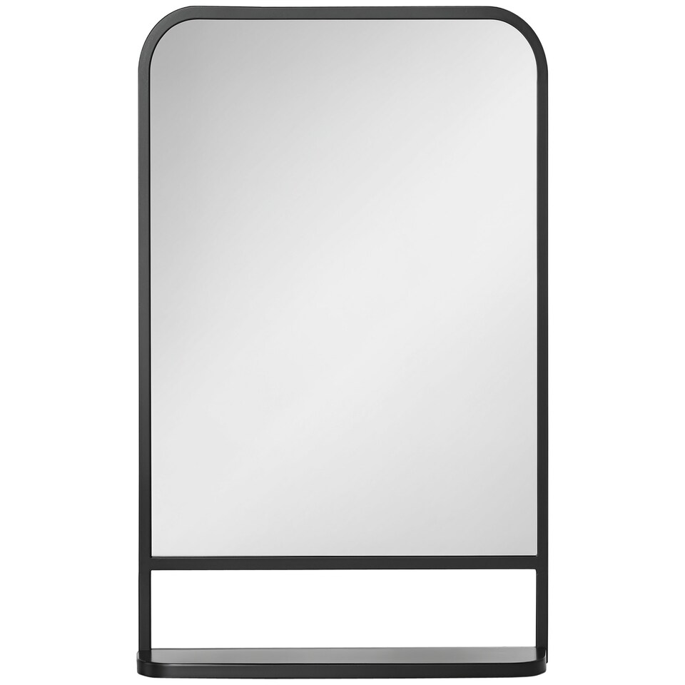 image 1 of HOMCOM Modern Square Wall Mirror with Storage Shelf, 86 53 Mirrors for Living Room, Bedroom, Black