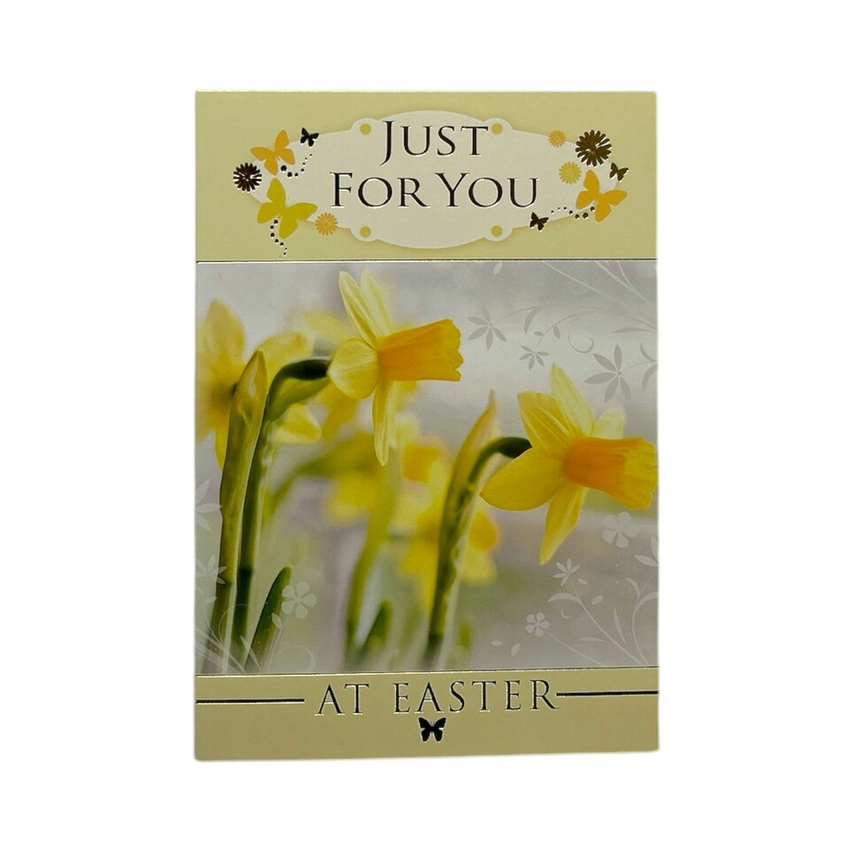image 1 of Just For You Spring Daffodils and Butterflies Design Easter Card