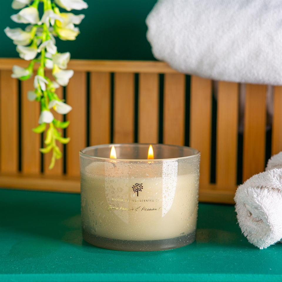 image 1 of Nicola Spring Soy Wax Scented Candle - 350g - Green Pomelo & Passion Fruit | Grey | Grey