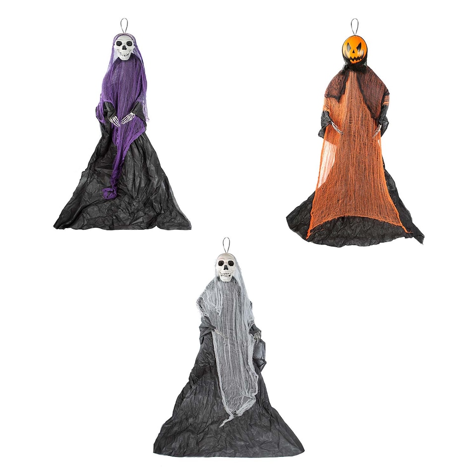 image 1 of PMS 7ft Hanging Skeleton Decoration for Halloween Party, White