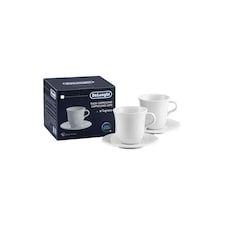De'Longhi DLSC309 Porcelain Cappuccino Cups Twin Pack 270ml White White