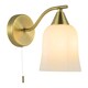 image 2 of Traditional Switched Downlight Wall Light in Antique Brass with Opal Glass Shade