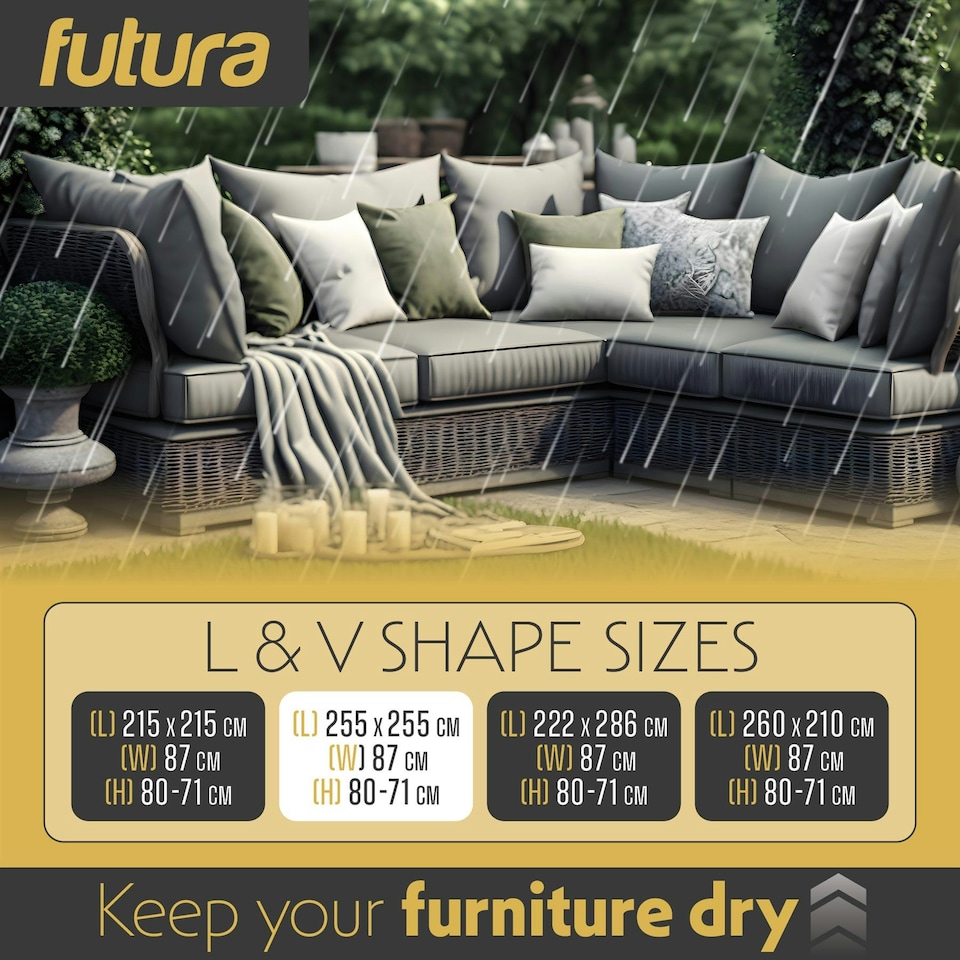 image 1 of Futura V Shape 255x255x80cm Waterproof Garden Furniture Cover 600D