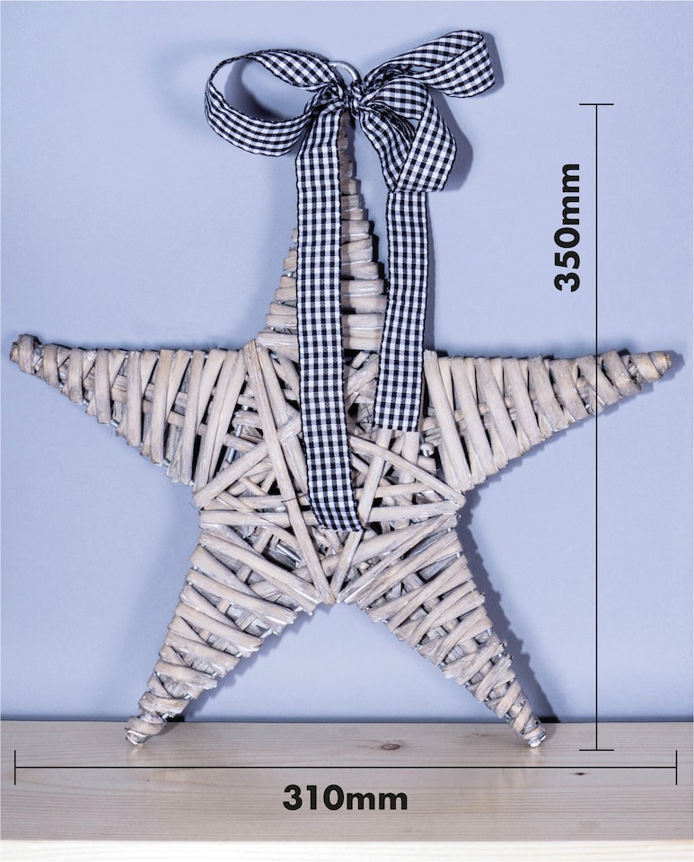 image 1 of St Helens Christmas Light Grey Wicker Star Woven Willow