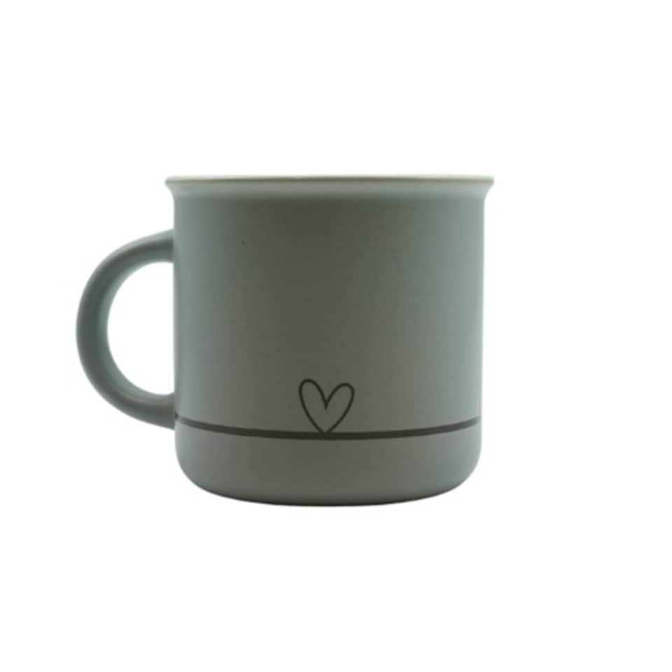 image 1 of Heart Design Ceramic Coffee Mug Set 400m | Grey | Light Grey with Heart Line | 400ml | 1
