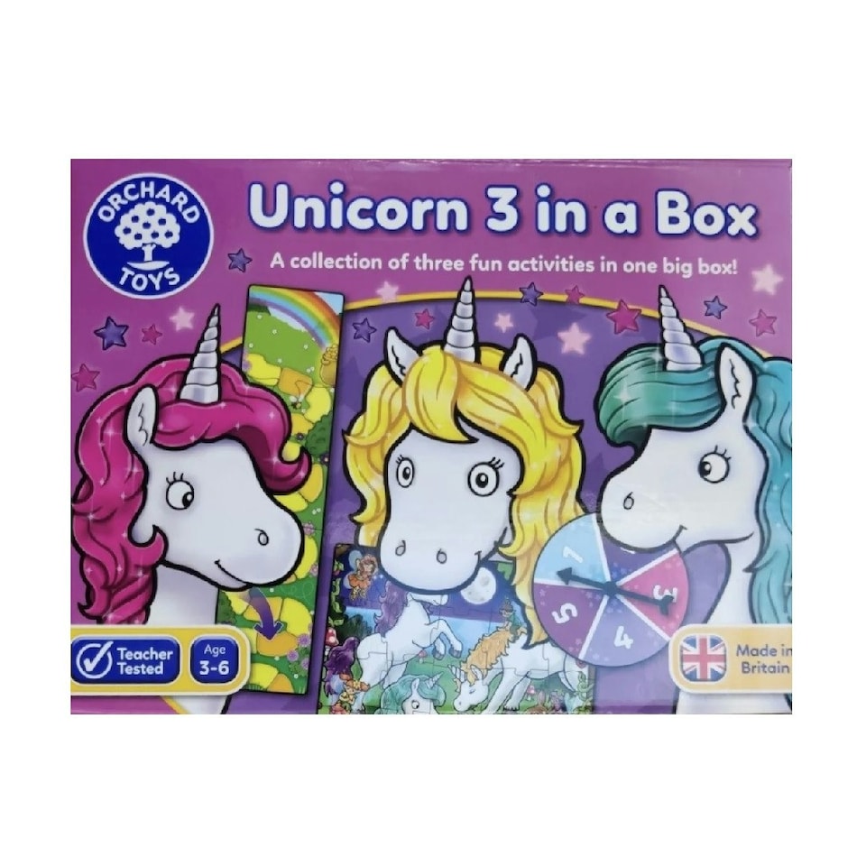 image 1 of Orchard Toys Unicorn 3 In A Box Childrens Activity Games