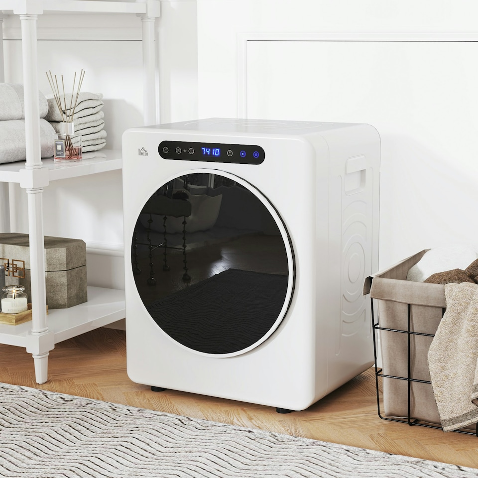 image 1 of HOMCOM 4kg Vented Tumble Dryer, 1000W Compact Freestanding Front Tumble Dryer with Stainless Steel Tub, Timer, 6 Heat Settings, Small Portable Clothes Drying Machine, Grey