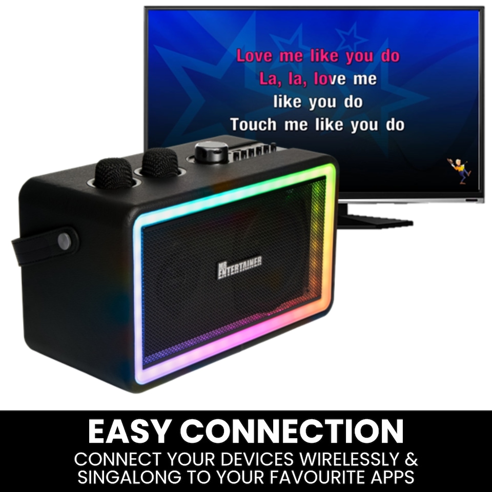 image 1 of Mr Entertainer Neon Compact Karaoke Machine
