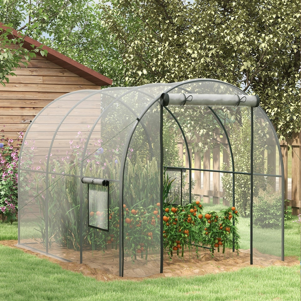 image 1 of Outsunny 3 x 2 x 2m Polytunnel Greenhouse with Door, Windows, Steel Frame
