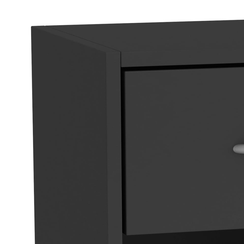 image 1 of 1-Drawer 1-Door Wooden Bedside Table | Brown | Colour: Rustic Brown | 1