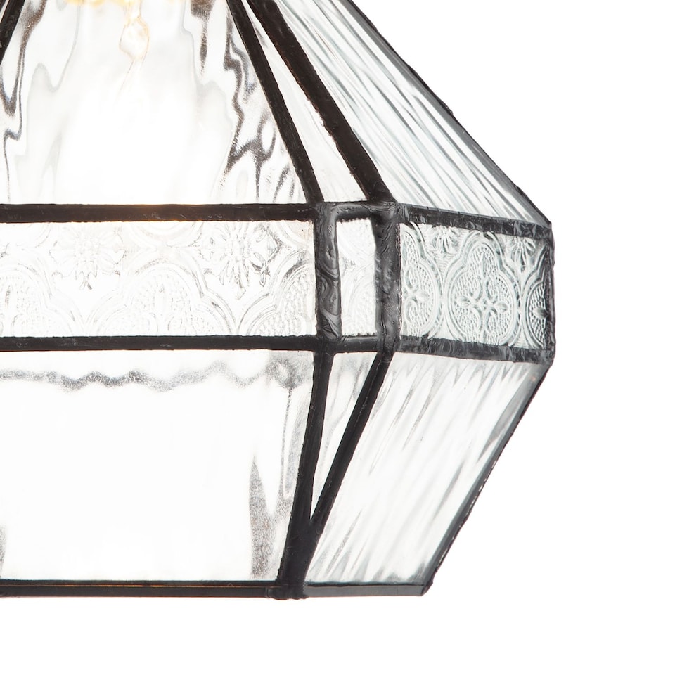 image 1 of Vintage Classic Bronze Pendant Shade with Moroccan and Water Glass | Clear | Transparent | 1
