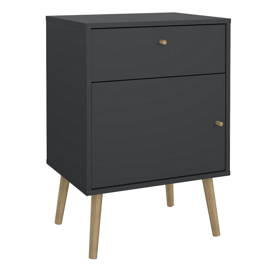 image 1 of Cumbria Nightstand 1 Door + 1 Drawer Dark Grey