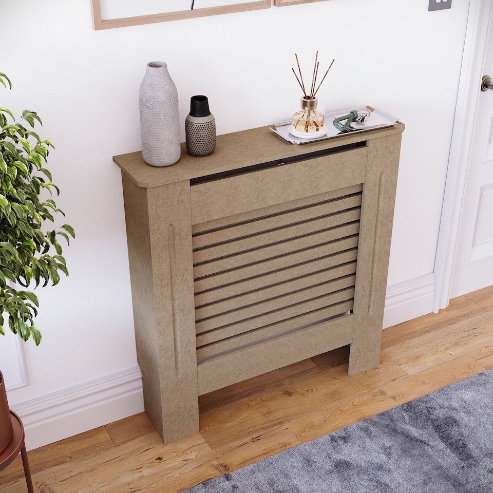 image 1 of Vida Designs Milton Radiator Cover MDF Slatted Cabinet, Unfinished, 78cm