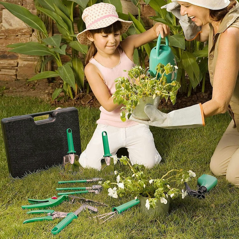 image 1 of Stainless Gardening Tools Set (10 Pieces Green)