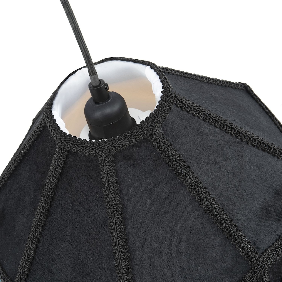 image 1 of Traditional Victorian Empire Lamp Shade in Jet Black Velvet with Long Tassels | Black | Black | 1