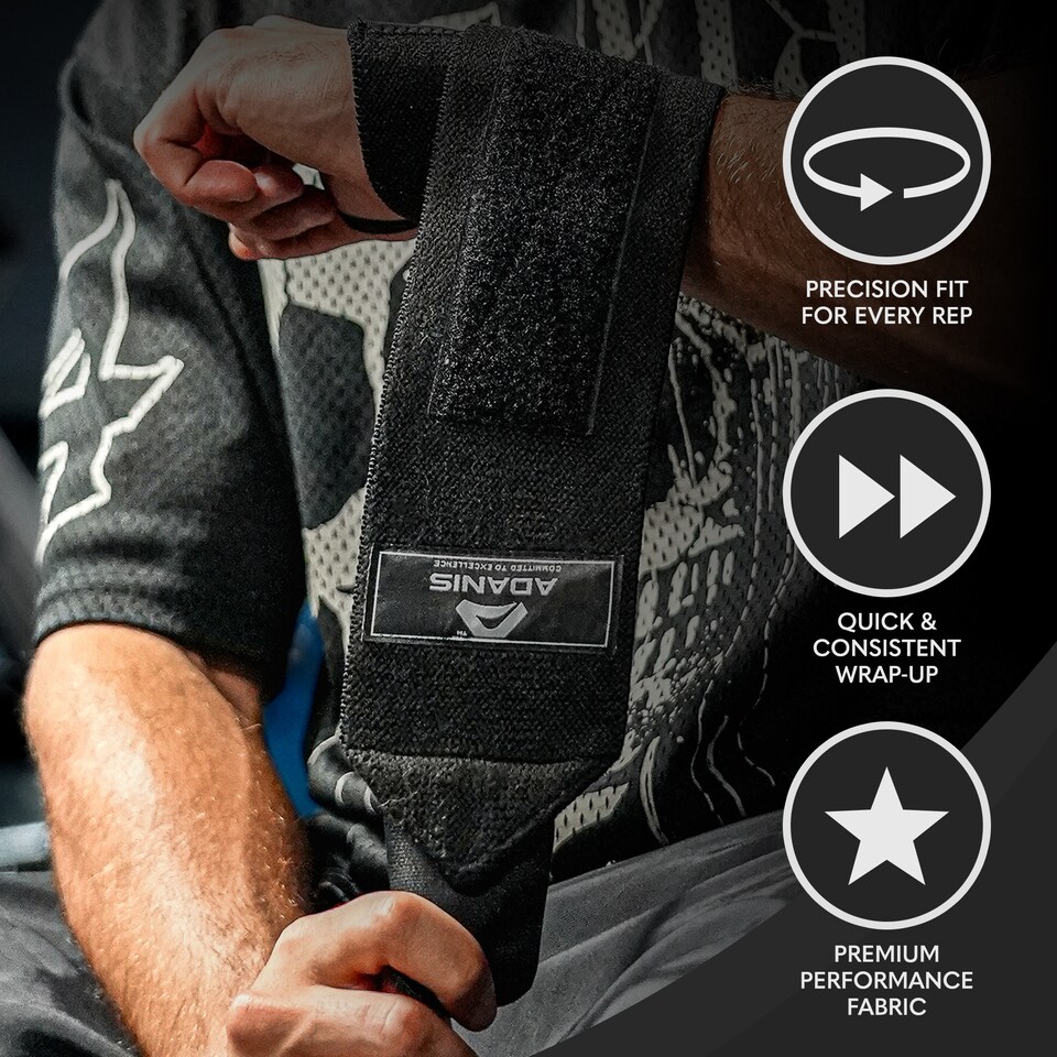 image 1 of Adanis Wrist Wraps for Weightlifting (Pair), Adjustable Wrist Support