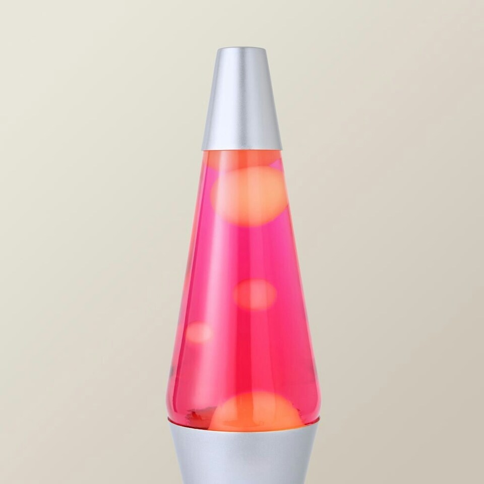 image 1 of ValueLights Razzo Lava lamp Clear Silver Illuminated Decoration and Integrated LED 1W Pink Bulb