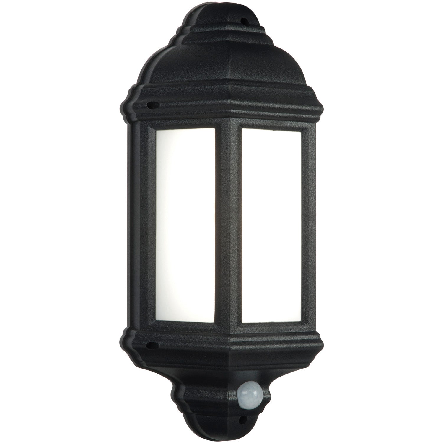 Loops Traditional IP44 Wall Lantern Light with PIR - 7W Cool White LED - Matt Black