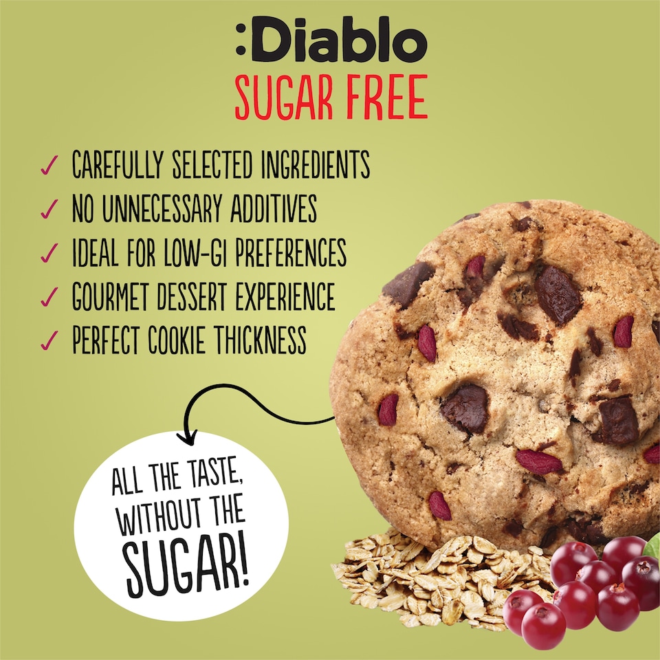 image 1 of Diablo No Added Sugar Chocolate Chip and Cranberry Cookies 135g