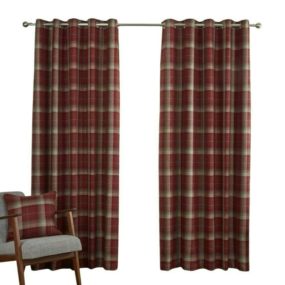 image 1 of Carnoustie Eyelet Blackout Curtains - Red - 168cm x 183cm