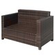 image 7 of Outsunny Rattan Sofa, 2 Seater Garden Furniture with Soft Padded Cushion and Armrests, Wicker Garden Loveseat for Patio, Mixed Brown | Brown | Two Seater