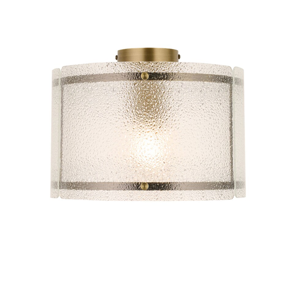 image 1 of Traynor Clear And Antique Brass Flush Ceiling Light