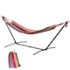 image 1 of Outsunny 298 x 117cm Hammock with Metal Stand Carrying Bag 120kg Multicolour | Multi | Multicolour stripe | L