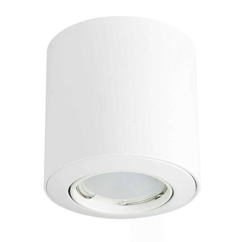 image 1 of ValueLights 4 x GU10 White Tiltable Surface Mounted Ceiling Spotlight Downlights - Complete with 4 x 5W GU10 Warm White LED Bulbs
