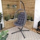 image 9 of Grey Hanging Egg Chair With Stand & Waterproof Cover | Grey | Grey