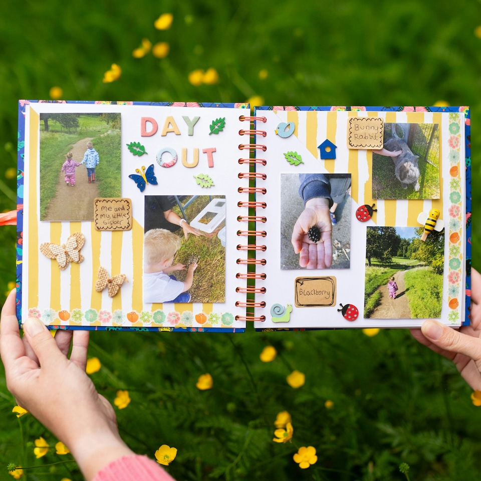 image 1 of RHS Wiro Bound Hardback Scrapbook, 40 Pages, White Paper, Multicoloured, 8" x 8"